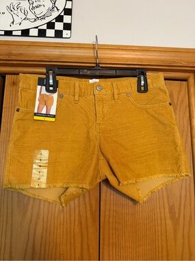 GAP Corduroy Frayed Hem Women's Shorts - Mustard Yellow